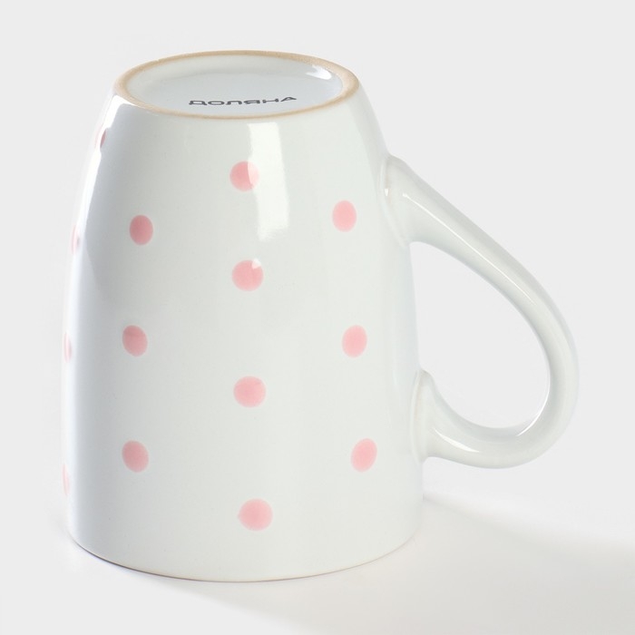 Кружка керамическая Доляна «Горох», 340 мл, цвет розовый Кружка керамическая Доляна «Горох», 340 мл, цвет розовый