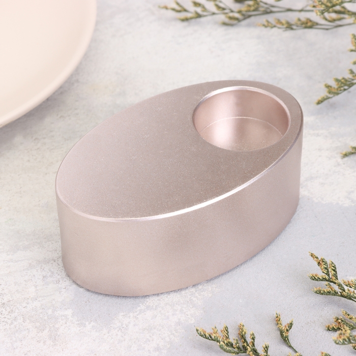 Подсвечник Подсвечник "Узкий овал. Мрамор" из гипса,11,5х7х4см,шампань