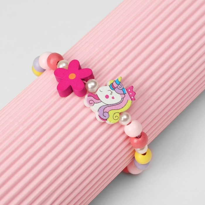 Браслет детский «Выбражулька» единорожка-принцесса с цветком, цветной Браслет детский «Выбражулька» единорожка-принцесса с цветком, цветной