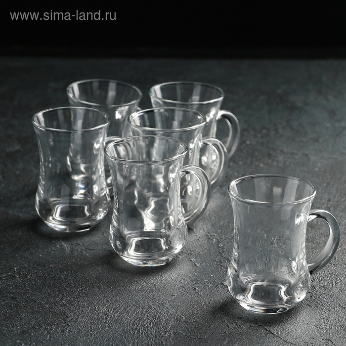 Набор кружек стеклянных «Изгиб», 140 мл, 6 шт Набор кружек стеклянных «Изгиб», 140 мл, 6 шт