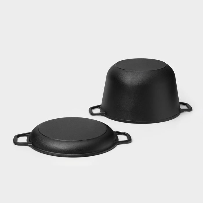 Кастрюля чугунная Wild Kitchen, 6 л, с крышкой-сковородой, лопатка и губка в комплекте Кастрюля чугунная Wild Kitchen, 6 л, с крышкой-сковородой, лопатка и губка в комплекте