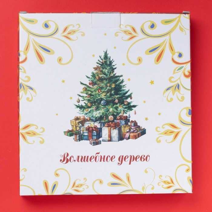 Менажница новогодняя Доляна «Волшебное дерево», 5 ячеек, 25,5×3,1 см, керамика, цвет белый