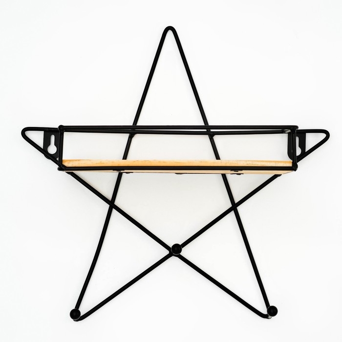 Вешалка настенная с полкой Вешалка настенная с полкой "Звезда", с подсветкой, 3 крючка, черная