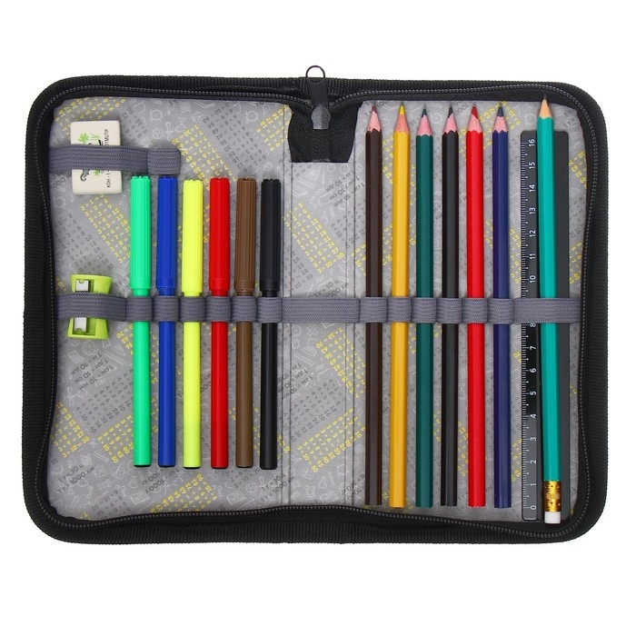 Пенал 1 секция, 115 х 205 мм, с наполнением 16 предметов, Calligrata Пенал 1 секция, 115 х 205 мм, с наполнением 16 предметов, Calligrata "Мяч" ламинированный картон, 30П26/set