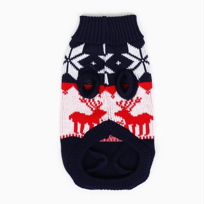 Свитер  Свитер "Бегущие олени", XL (ДС 40, ОШ 33, ОГ 50 см), синий