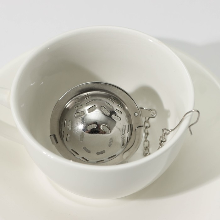 Ситечко для чая Доляна «Ёлочка», d=4,5 см, на цепочке, цвет серебристый Ситечко для чая Доляна «Ёлочка», d=4,5 см, на цепочке, цвет серебристый