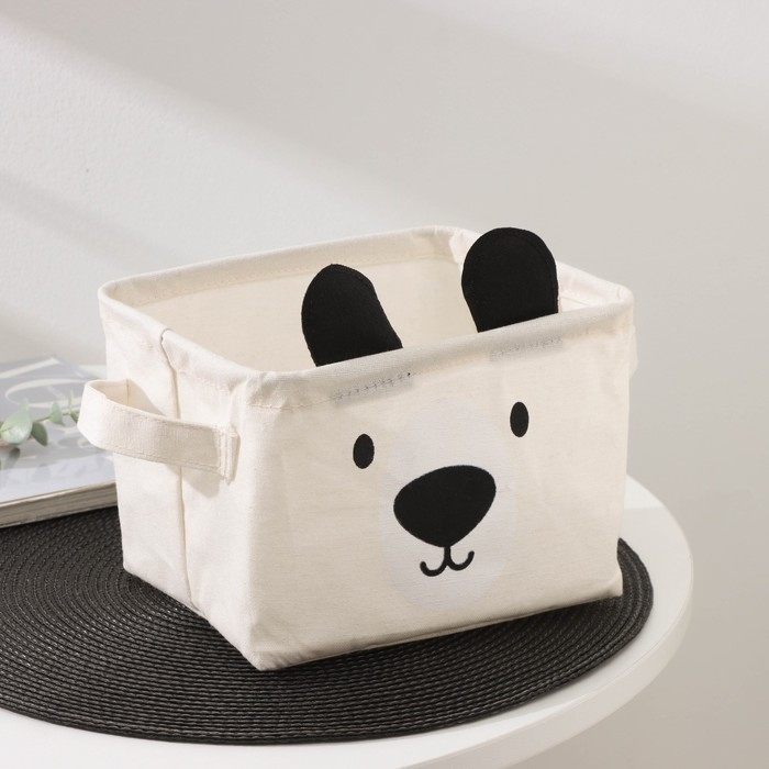 Корзина для хранения с ручками Доляна «Мишка», 20×16×14 см, цвет бежевый Корзина для хранения с ручками Доляна «Мишка», 20×16×14 см, цвет бежевый