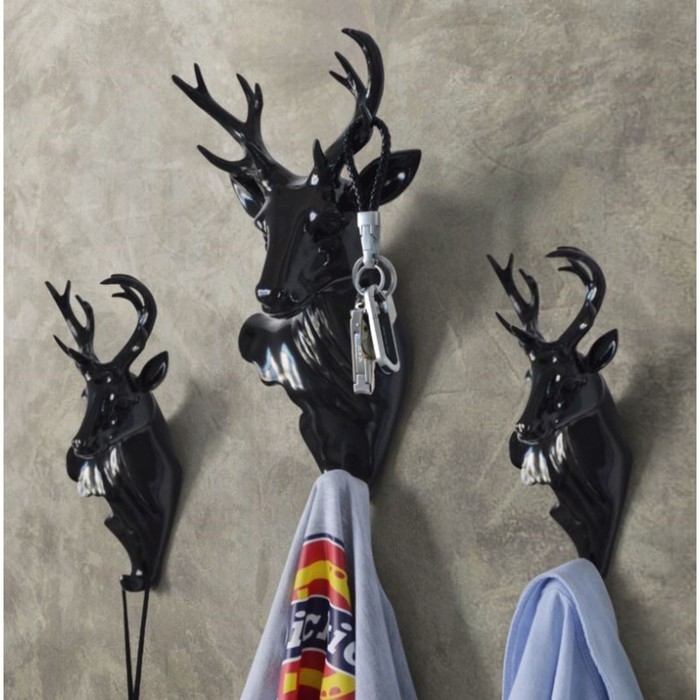 Декор настенный-вешалка Декор настенный-вешалка "Олень" 30 x 14 см, черный