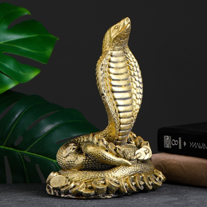 Фигура Фигура "Кобра на деньгах" золото, 26х16х10см