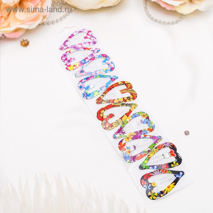 Невидимка для волос  Невидимка для волос "Астория" (набор 10 шт) сердце яркое, 3,5 см