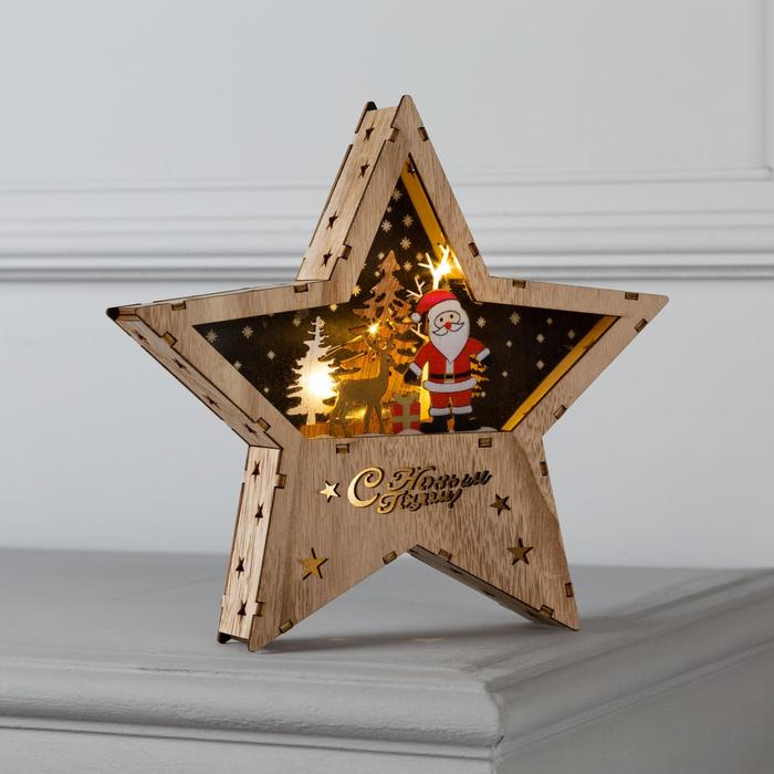 Светодиодная фигура «Дед Мороз с оленем» 22 × 22 × 4 см, дерево, батарейки АААх2 (не в комплекте), свечение тёплое белое Светодиодная фигура «Дед Мороз с оленем» 22 × 22 × 4 см, дерево, батарейки АААх2 (не в комплекте), свечение тёплое белое