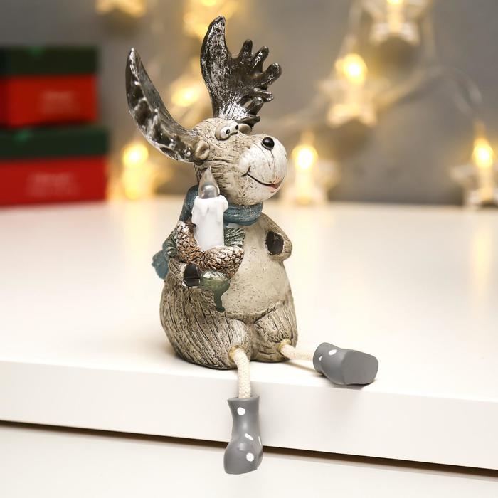 Сувенир полистоун свет Сувенир полистоун свет "Лосик с серебристыми рогами со свечой" МИКС 15,5х7х8,7 см