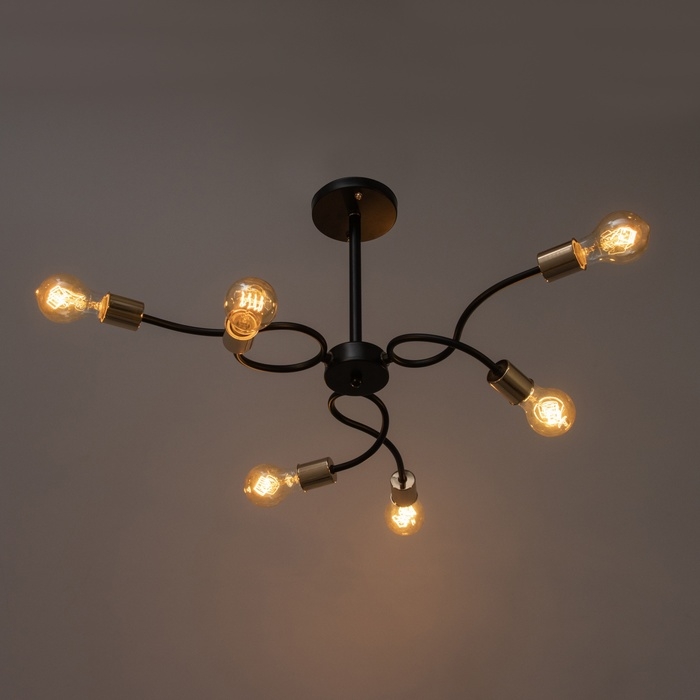 Люстра Люстра "Рипли" 6хЕ27 40Вт черно-золотой 55х55х40 см