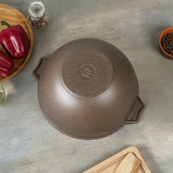 Казан «Гранит Brown», 5 л, стеклянная крышка, литые ручки, антипригарное покрытие, цвет коричневый