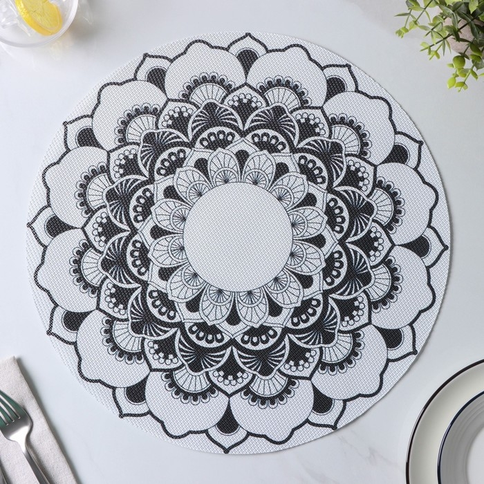 Салфетки сервировочные на стол Доляна «Мандалы», 4 шт, d=38 см, цвет белый Салфетки сервировочные на стол Доляна «Мандалы», 4 шт, d=38 см, цвет белый