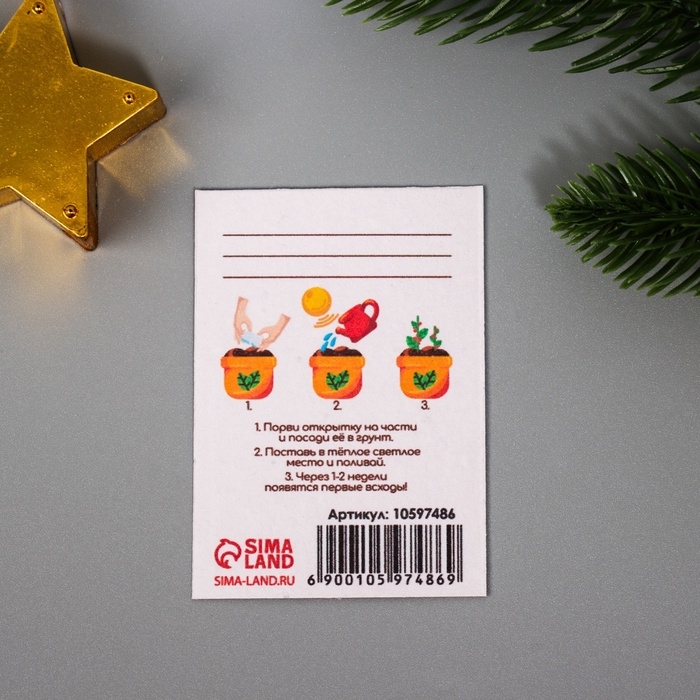 Набор открыток с семенами  Набор открыток с семенами "Вырасти сам" "С новым годом" 5*7см 3 шт