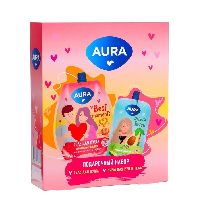 Подарочный набор косметики AURA  Подарочный набор косметики AURA "Карамель и Авокадо": гель для душа, 250 мл + крем для рук и тела,100 мл