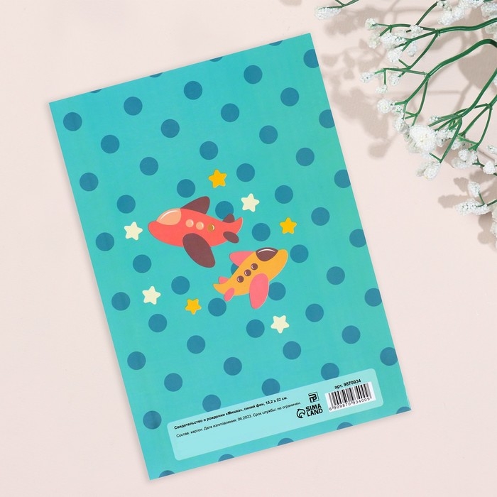 Папка под свидетельство о рождении  Папка под свидетельство о рождении "Мишка" синий фон, А5