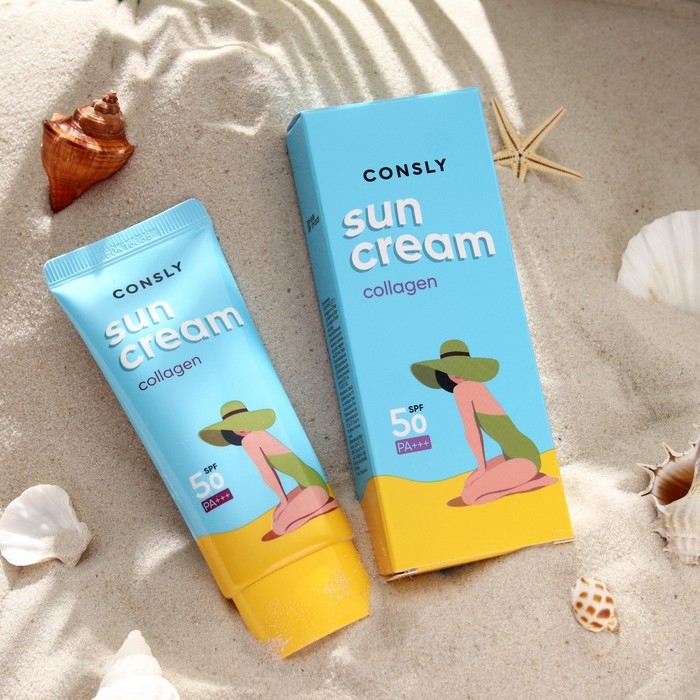 Солнцезащитный крем Consly с морским коллагеном SPF 50+/PA+++, 50 мл Солнцезащитный крем Consly с морским коллагеном SPF 50+/PA+++, 50 мл