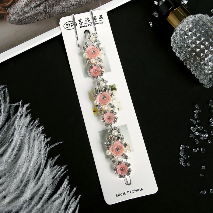 Аксессуар для волос  Аксессуар для волос "Мальви" нежные розочки, 17 см, серебро