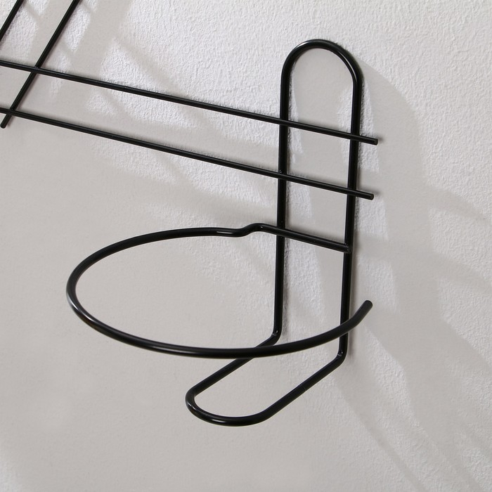 Подвес для кашпо, настенный, на 2 горшка, d = 16 см, чёрный, «Зигзаг»