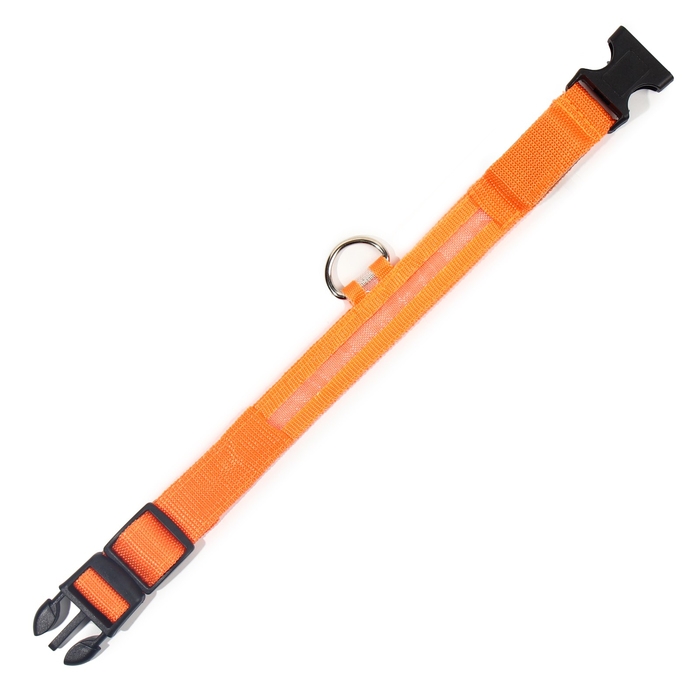 Ошейник с подсветкой размер S, ОШ 35-43 х 2,5 см, 3 режима свечения оранжевый Ошейник с подсветкой размер S, ОШ 35-43 х 2,5 см, 3 режима свечения оранжевый