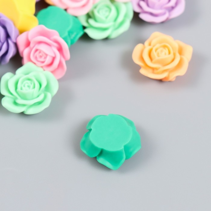 Декор для творчества пластик Декор для творчества пластик "Разноцветные розочки" набор 20 шт 1,8х1,8х1,8 см