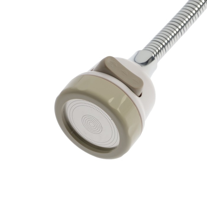 Аэратор ZEIN, с регулировкой потока, на гибком шланге,190мм, 3 режима, пластик, белый Аэратор ZEIN, с регулировкой потока, на гибком шланге,190мм, 3 режима, пластик, белый