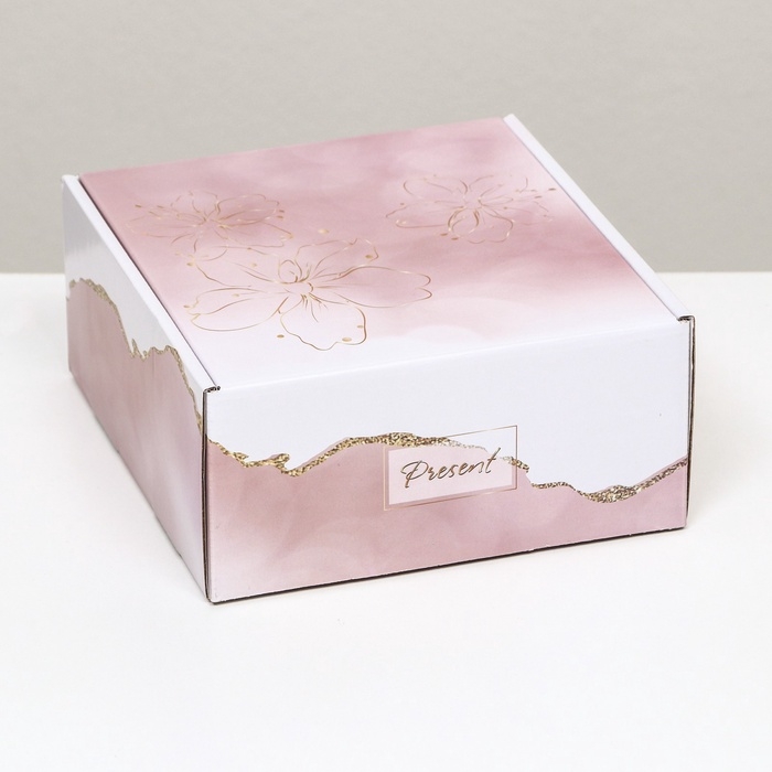 Коробка самосборная, без окна Коробка самосборная, без окна "Present" 19 х 19 х 9 см