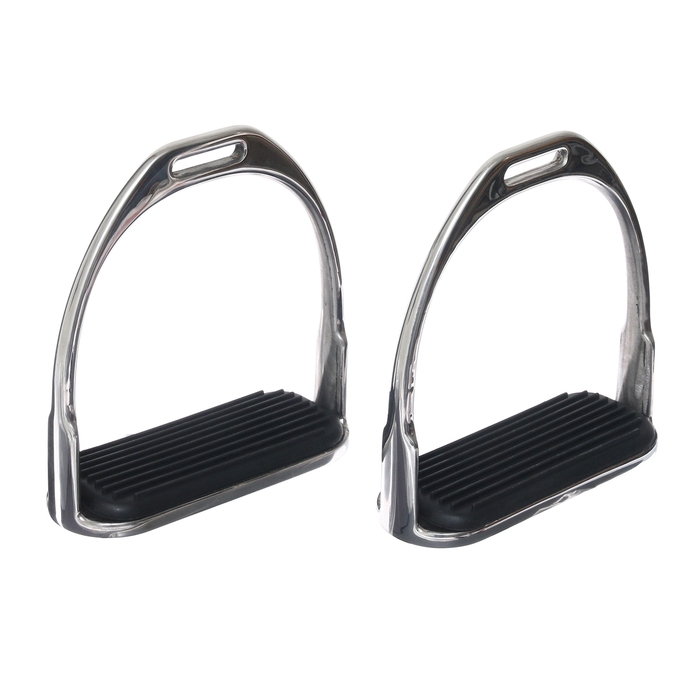 Стремена металлические с резиновыми вставками, хром, набор 2 шт Стремена металлические с резиновыми вставками, хром, набор 2 шт