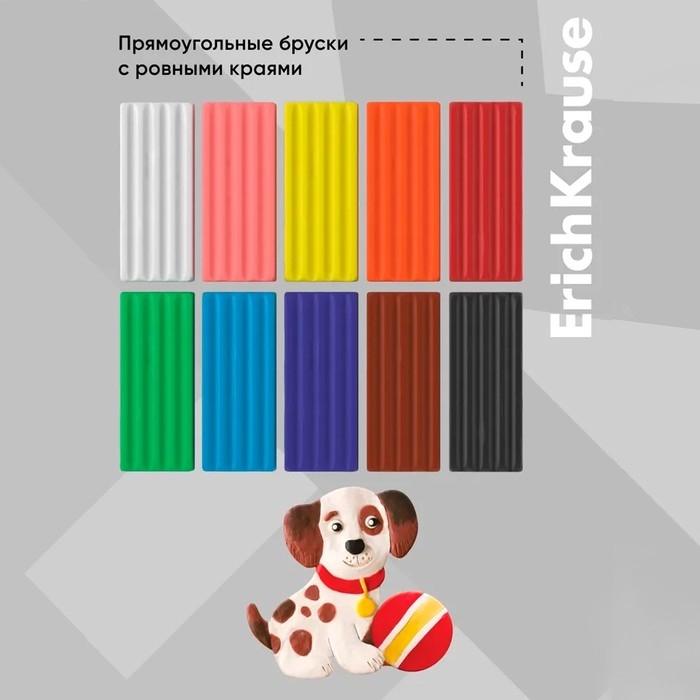 Пластилин 10 цветов, 160 г, ErichKrause Basic, в картонной упаковке Пластилин 10 цветов, 160 г, ErichKrause Basic, в картонной упаковке