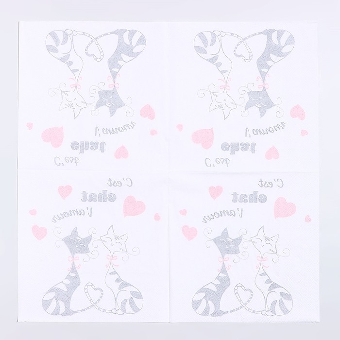 Салфетки бумажные «Замурчательная любовь», 33х33 см, набор 20 шт Салфетки бумажные «Замурчательная любовь», 33х33 см, набор 20 шт