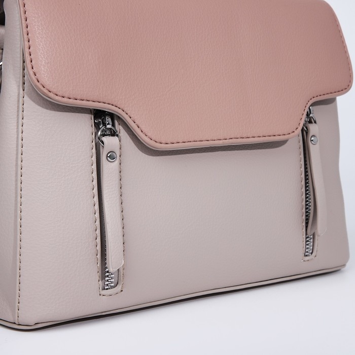 Сумка-мессенджер на магнитах, наружный карман, длинный ремень, цвет бежевый Сумка-мессенджер на магнитах, наружный карман, длинный ремень, цвет бежевый