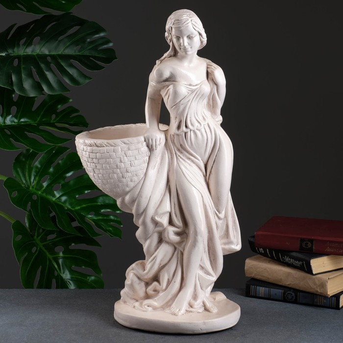 Фигура с кашпо Фигура с кашпо "Девушка с корзиной" состаренный, 1л / 30х64х32см