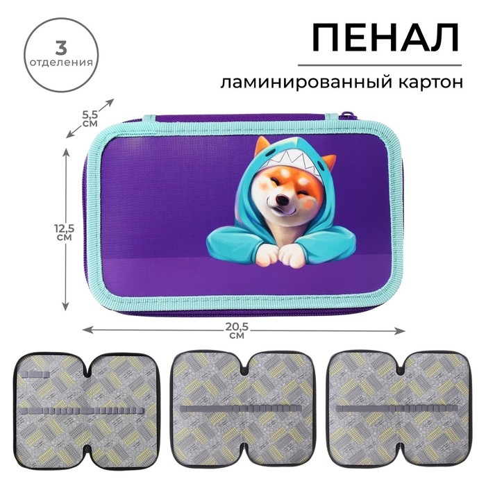 Пенал 3 секции, 125 х 205 х 55 мм, Calligrata 30П26/3  Пенал 3 секции, 125 х 205 х 55 мм, Calligrata 30П26/3 "Сиба", ламинированный картон