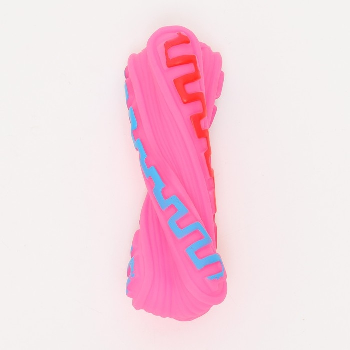 Игрушка пищащая Игрушка пищащая "Гантель змейка" для собак, 14 см, розовая