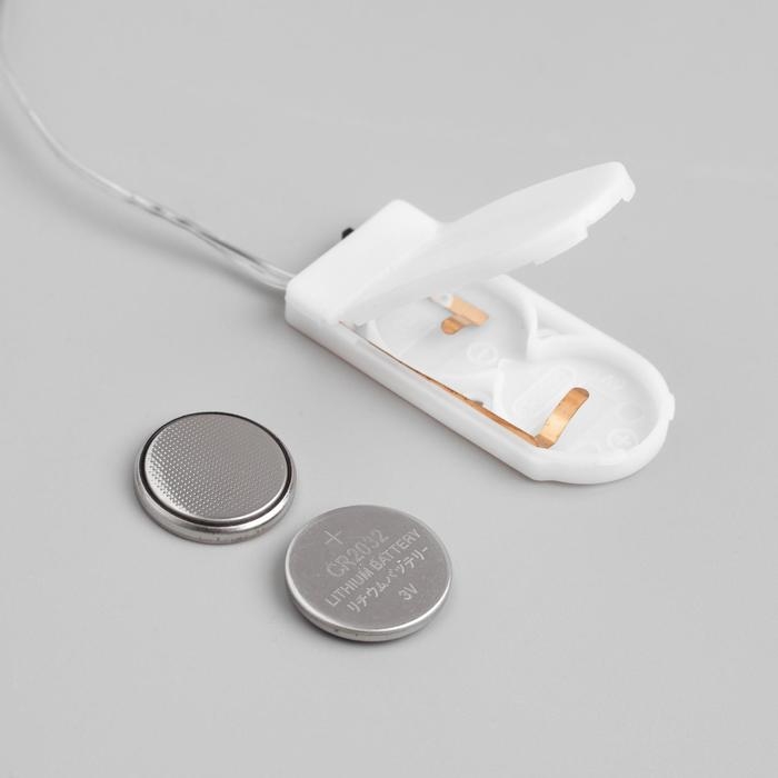 Гирлянда «Мишура» 2 м роса, IP20, серебристая нить, 50 LED, батарейки CR2032х2 (в комплекте), свечение белое Гирлянда «Мишура» 2 м роса, IP20, серебристая нить, 50 LED, батарейки CR2032х2 (в комплекте), свечение белое