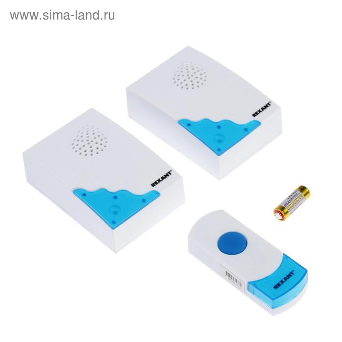 Звонок REXANT RX-5, беспроводной, 2 звонка, 32 мелодии, 100 м, от батареек, белый Звонок REXANT RX-5, беспроводной, 2 звонка, 32 мелодии, 100 м, от батареек, белый