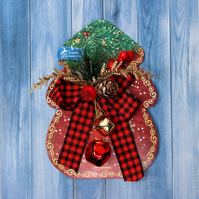 Украшение ёлочное Украшение ёлочное "Новогодний стиль" бант клетка, 12х9 см, красный