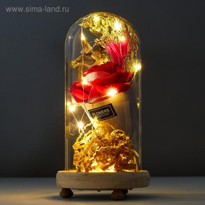 Ночник Ночник "Колба с розой в букете" LED 3ААА МИКС 19х9,5х9,5 см RISALUX