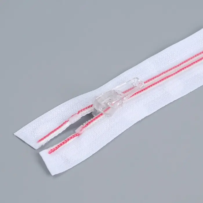 Молния «Спираль», №5, разъёмная, замок автомат, 60 см, белая, розовая Молния «Спираль», №5, разъёмная, замок автомат, 60 см, белая, розовая