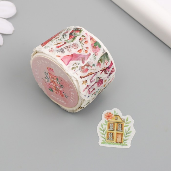 Наклейка бумага Наклейка бумага "Сказочные домики" 1,2 - 2,5 см 100 шт в рулоне 11х8 см