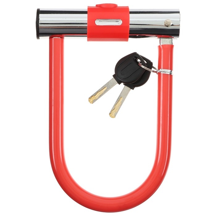 Замок для велосипеда Dream Bike, U-образный, 130x195 мм, цвет красный Замок для велосипеда Dream Bike, U-образный, 130x195 мм, цвет красный