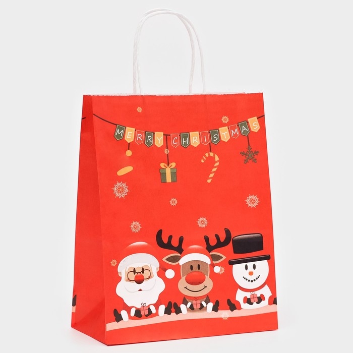 Новый год. Пакет бумажный подарочный новогодний крафт Новый год. Пакет бумажный подарочный новогодний крафт "В ожидании Нового Года", 27 х 21 х 11 см.