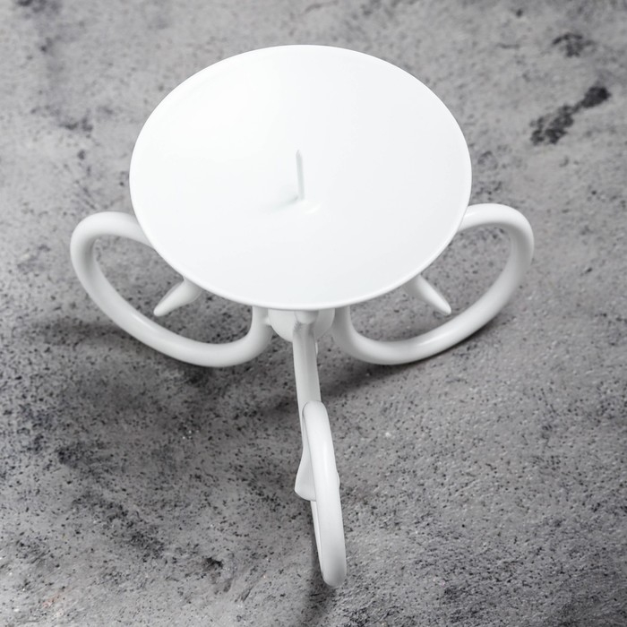 Подсвечник Подсвечник "Весел Н" металл на 1 свечу, 9,5х7,6 см, белый