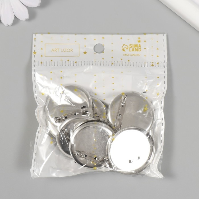 Основа для творчества металл Основа для творчества металл "Значок с булавкой" набор 10 шт 3,5х3,5х0,7 см