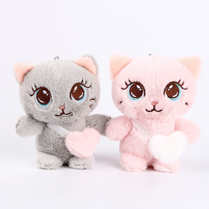 Мягкая игрушка «Кот с сердцем», на брелоке, 11 см, цвета МИКС Мягкая игрушка «Кот с сердцем», на брелоке, 11 см, цвета МИКС