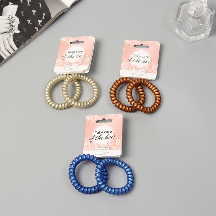 Резинка для волос Резинка для волос "Пружинка" (набор 2 шт) матовая, микс