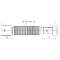 Гофросифон "АНИ Пласт" K205, 1 1/4" х 50 мм, без выпуска, L= 320-730 мм