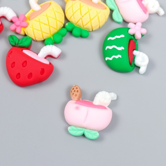 Декор для творчества пластик Декор для творчества пластик "Коктейль из фруктов" набор 10 шт 2,1х1,9 см